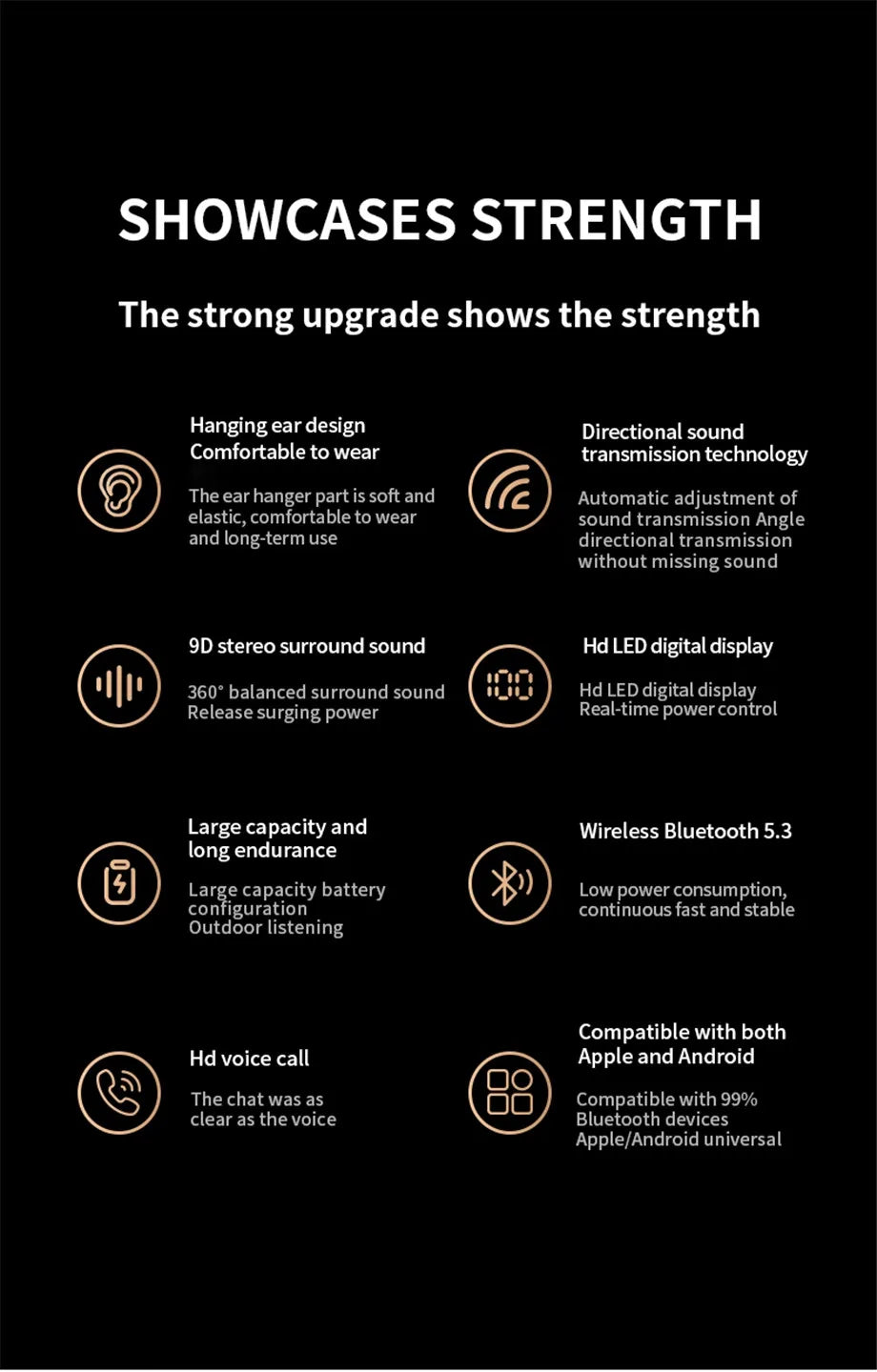 Jr07 Gaming On-ear & Over-ear Wireless Earbuds Earphone Headphones V5.3 Air Conduction Headset With Mic for Hearing Aid