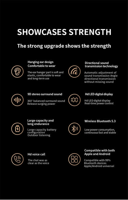 Jr07 Gaming On-ear & Over-ear Wireless Earbuds Earphone Headphones V5.3 Air Conduction Headset With Mic for Hearing Aid