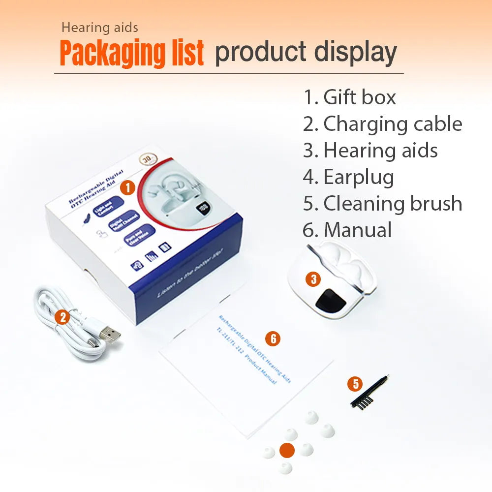 Rechargeable 16-Channel Hearing Aid Clear Sound Noise Reduction Digital Hearing Aid