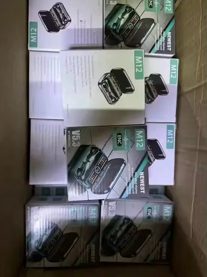 M12 TWS Noise Cancelling Earbuds Blue Tooth Headphones Gaming Audiophile Features Waterproof In-Ear Hearing Aid Wireless Earbuds