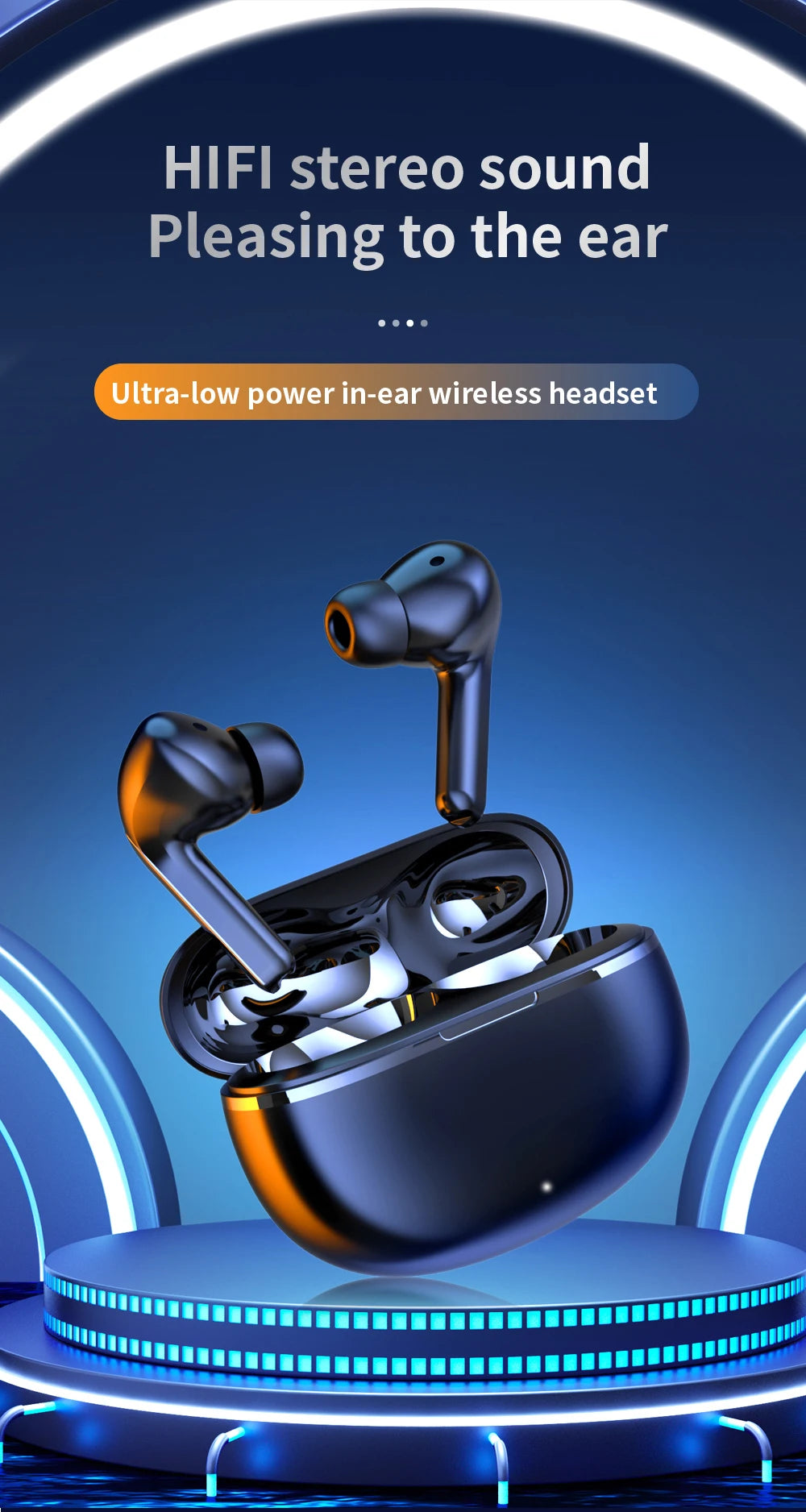 Waterproof Touch Control HD Stereo Sound Fast Charging Wireless Bluetooth Earphone