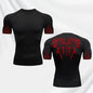 Men's Gothic Printed T-shirt Gym Exercise Tights Quick Dry Running Sport Short Sleeve Breathable Elastic Top S-3XL