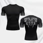 Men's Gothic Printed T-shirt Gym Exercise Tights Quick Dry Running Sport Short Sleeve Breathable Elastic Top S-3XL
