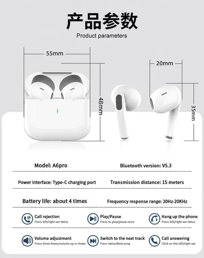 Original Air Pro True Wireless Bluetooth Earphones Headphones HiFi Sound Low Latency Noise Reduction Earbuds for IPhone Android