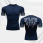 Men's Gothic Printed T-shirt Gym Exercise Tights Quick Dry Running Sport Short Sleeve Breathable Elastic Top S-3XL